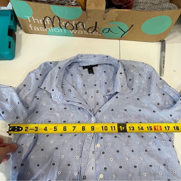 Jcrew Embroidered Polka Dot JCrew Perfect Shirt Button Up TALL - Picture 6 of 7